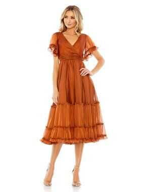 Mac Duggal Formal Rust Cocktail Dress Size 2 $498 NWT